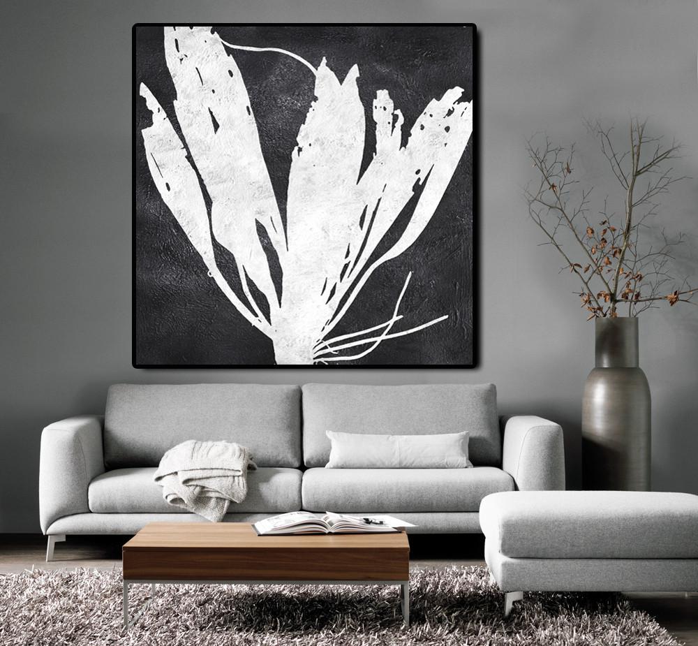 Minimal Black and White Painting #MN9A - Click Image to Close